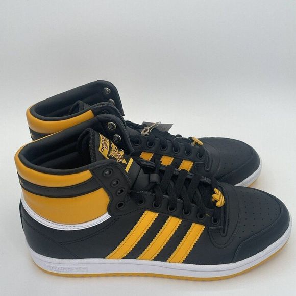 Adidas Top Ten Hi Top Mens Basketball Shoes Black Gold FZ5888 NEW - Picture 2 of 11